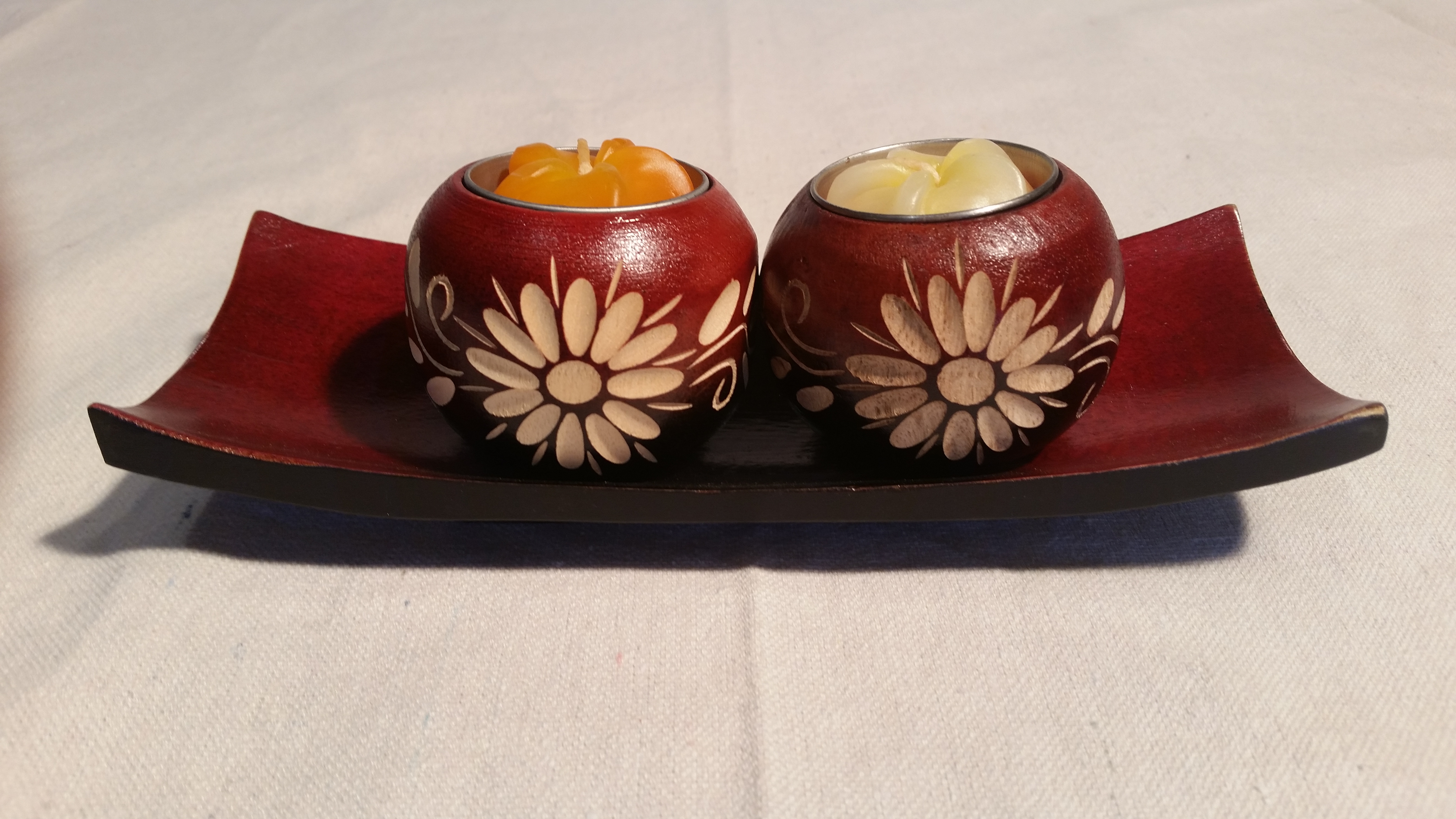 8 inch red candle bowl set 2 %282%29